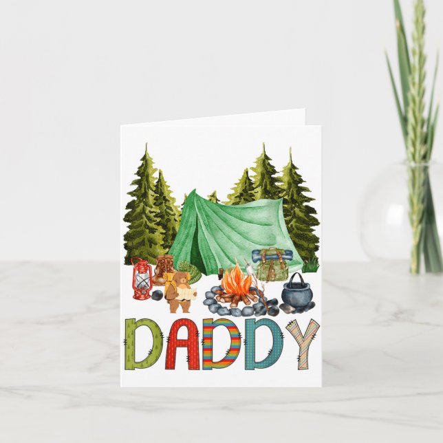 Daddy Of The Happy Camper 1st Birthday Bear Camng  Karte (Vorderseite)