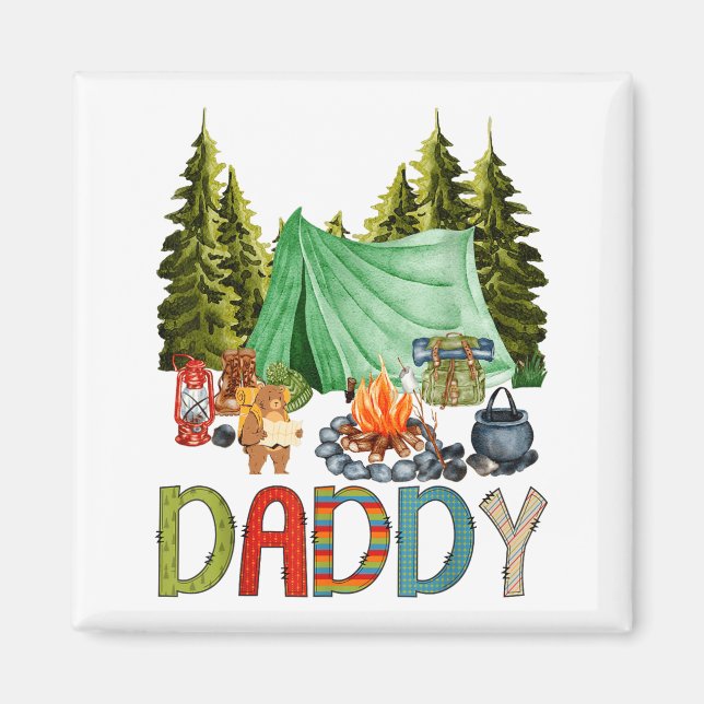 Daddy Of The Happy Camper 1st Birthday Bear Camng  Magnet (Vorne)