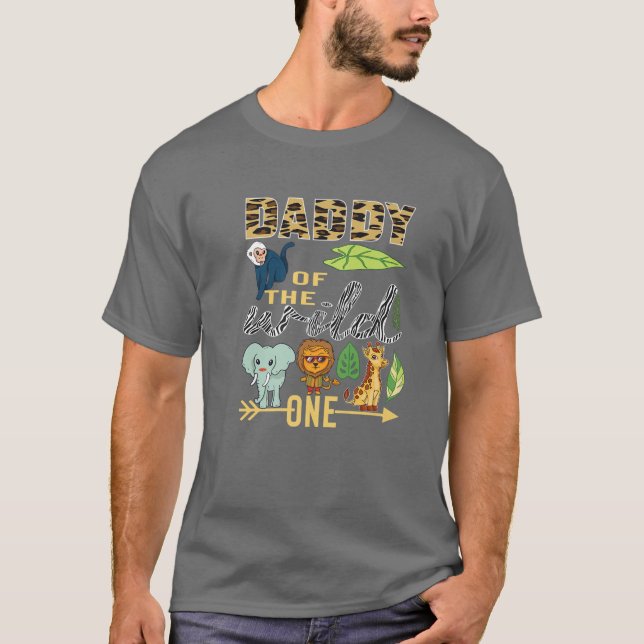 Daddy of the Wild One Zoo 1St Birthday Safari Jung T-Shirt (Vorderseite)