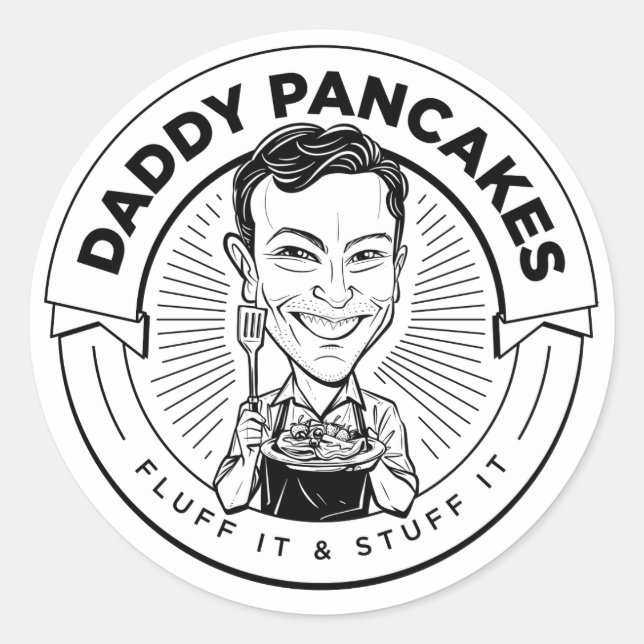 "Daddy Pancakes" B&W-Aufkleber Runder Aufkleber (Vorderseite)