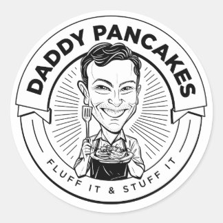 "Daddy Pancakes" B&W-Aufkleber Runder Aufkleber