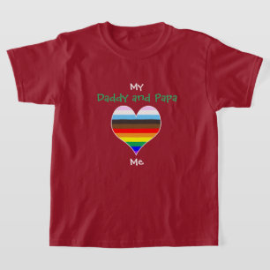 Daddy/Papa Rainbow Heart T - Shirt (für dunkle Far