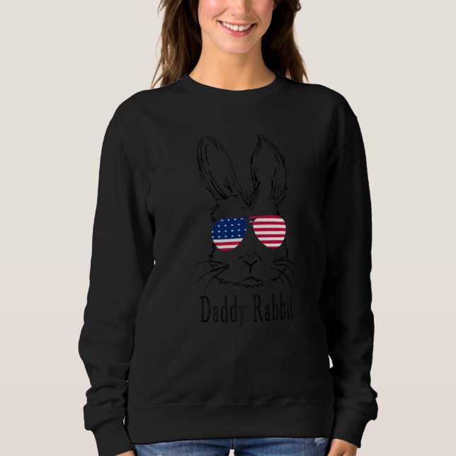 Daddy Rabbit Gesicht mit Sonnenbrille American Fla Sweatshirt (Vorderseite)