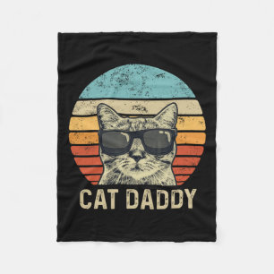 Daddy Retro Cat Sungles Cool Cat Vater Geschenke F Fleecedecke
