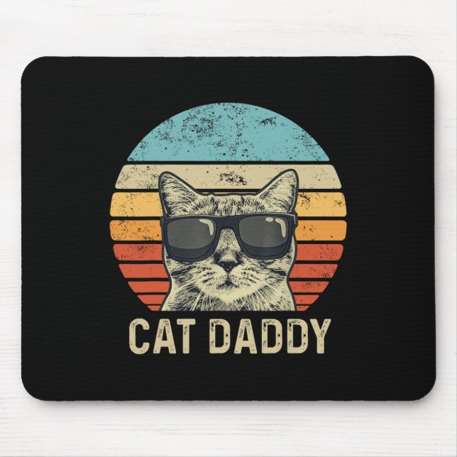 Daddy Retro Cat Sungles Cool Cat Vater Geschenke F Mousepad (Vorne)