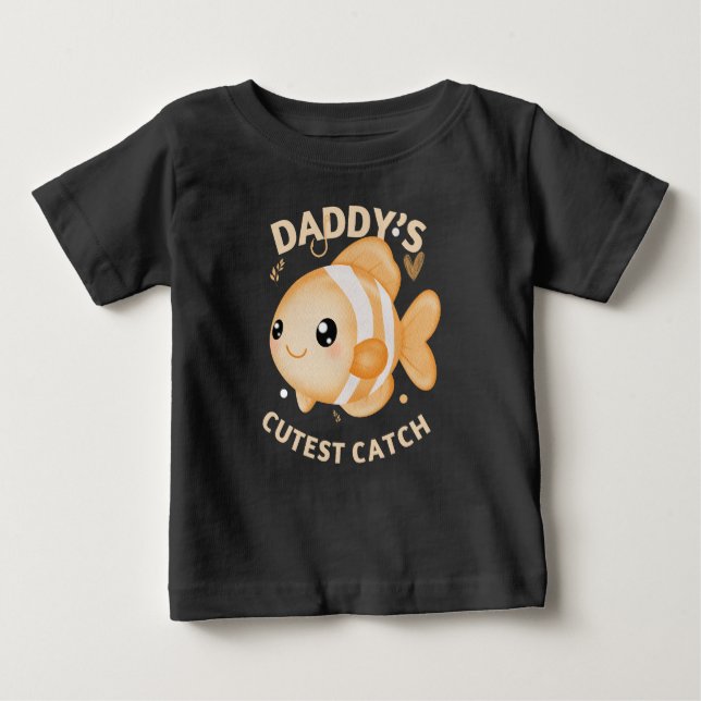 Daddy’s Cutest Catch Fishing Funny Baby T-shirt (Vorderseite)