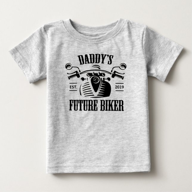 Daddy’s Future Biker Motorcycle Skull Personalized Baby T-shirt (Vorderseite)