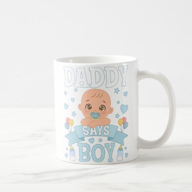 Daddy sagt Junge Schwangerschaft rosa oder blau Kaffeetasse (Rechts)