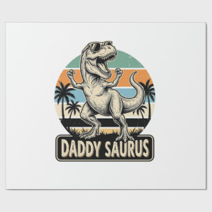 Daddy Saurus Retro-Dinosaur-Sonnenuntergangs-Shirt Geschenkpapier