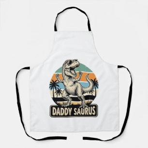 Daddy Saurus Retro-Dinosaur-Sonnenuntergangs-Shirt Schürze