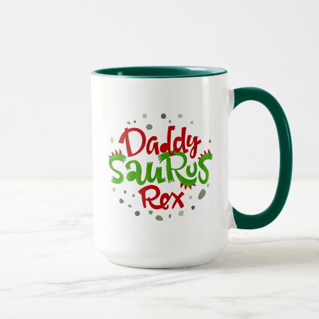 Daddy Saurus Rex Illustration Tasse (Rechts)