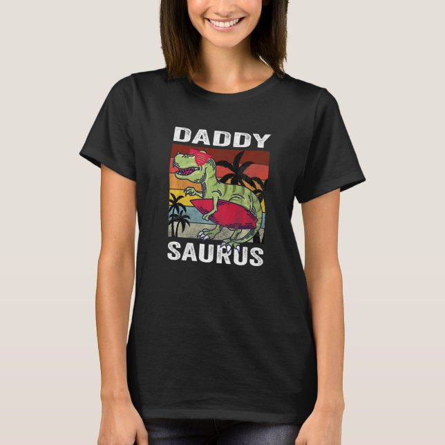 Daddy Saurus Sunset Trex Fathers Day Idea T-Shirt (Vorderseite)