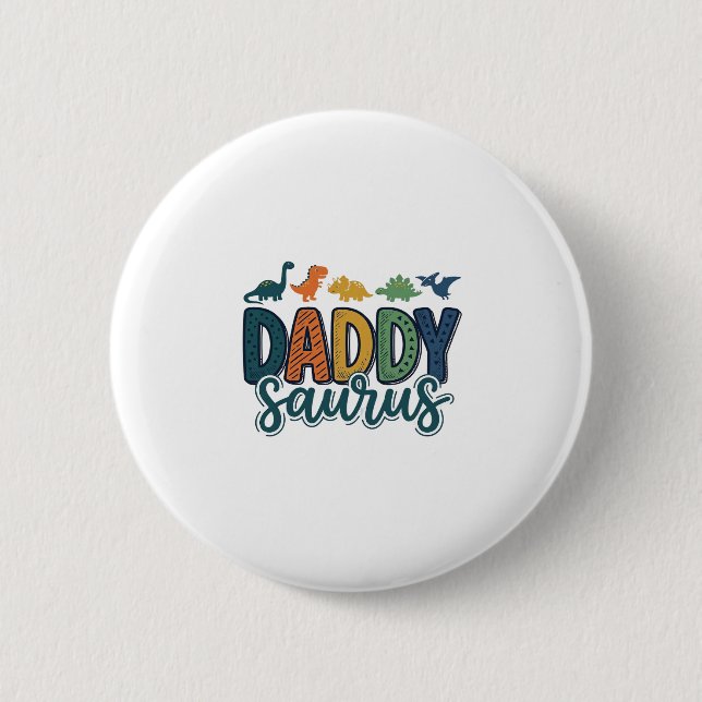 Daddy Saurus Süßer Dinosaur-Vater-Vektor-Design_1 Button (Vorderseite)