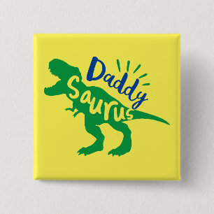 Daddy Saurus T-Rex Silhouette Button