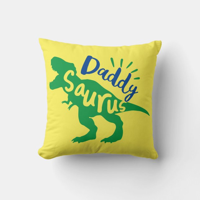 Daddy Saurus T-Rex-Silhouette Kissen (Vorderseite)