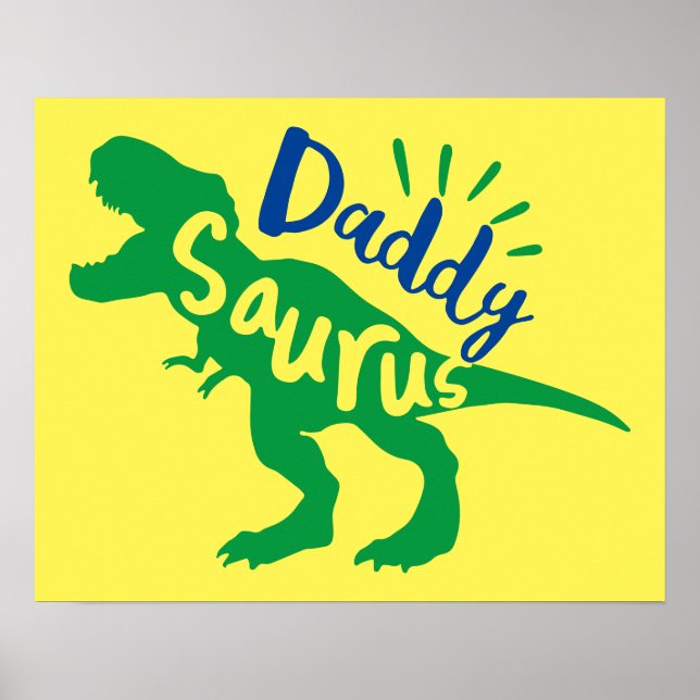 Daddy Saurus T-Rex Silhouette Poster (Vorne)