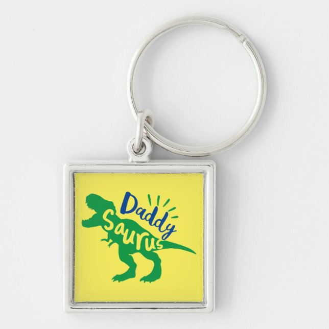 Daddy Saurus T-Rex Silhouette Schlüsselanhänger (Vorne)