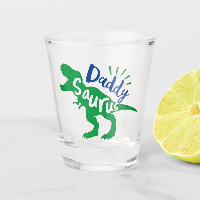 Daddy Saurus T-Rex-Silhouette Schnapsglas (Vorderseite)