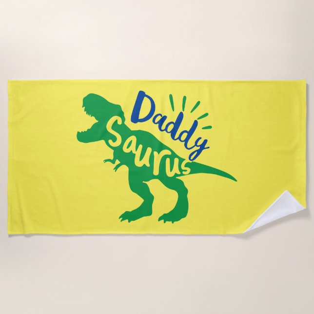 Daddy Saurus T-Rex-Silhouette Strandtuch (Vorderseite)
