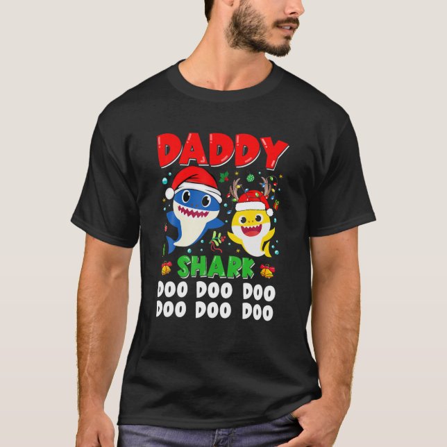Daddy Shark Christmas Doo Doo Family Matching Funn T-Shirt (Vorderseite)