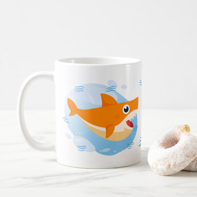 Daddy Shark - Orange Kaffeetasse (Mit Donut)