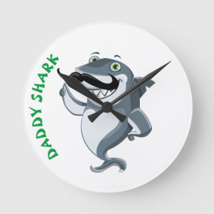 Daddy Shark Runde Wanduhr