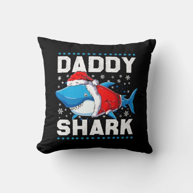 Daddy Shark Santa Vathers Day Kissen (Vorderseite)