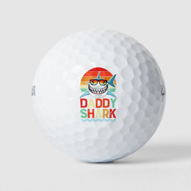 Daddy Shark Vintag Vatertag Golfball (Vorderseite)