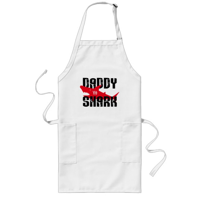 Daddy Shark Worn Graphic Lange Schürze (Vorne)