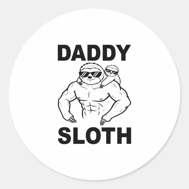 Daddy Sloth Runder Aufkleber (Vorderseite)