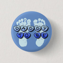 Daddy to Be Baby Footprint Blue Baby Shower Button