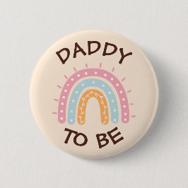 Daddy to be Baby Shower Button Pink Rainbow themed