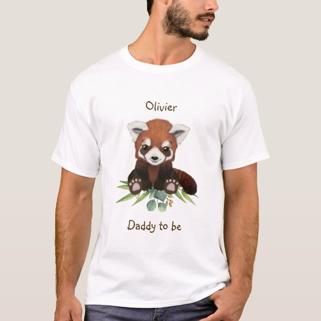 Daddy to be Baby Shower Niedlich Red Panda Bear T-Shirt (Vorderseite)