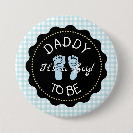 Daddy to be Blue Gingham Baby Shower Button
