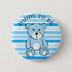Daddy to be Blue Teddy Bear Baby Shower Button