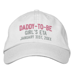 Daddy-to-be Custom Due Date in Pink und Gray Bestickte Kappe