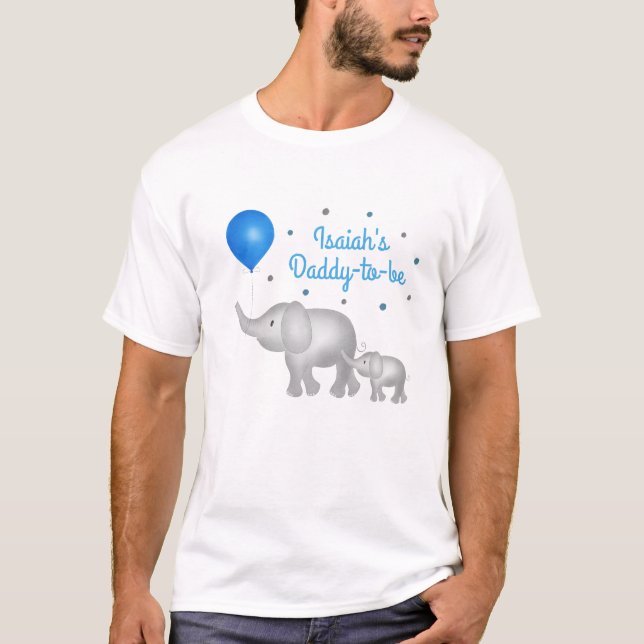 Daddy to be Elephant Theme Baby Boy Baby Shower T-Shirt (Vorderseite)