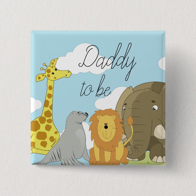 Daddy to be Jungle Animals Baby Shower Button (Vorderseite)