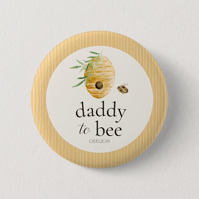 Daddy To Bee Bumblebee Baby Shower Family Pin Button (Vorderseite)