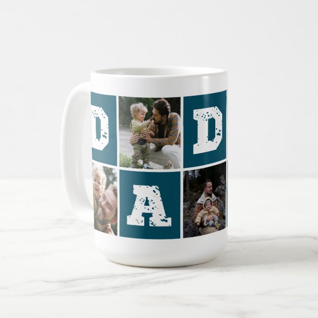 Daddy Typografie Foto Collage Coffee Tasse (Vorderseite Links)