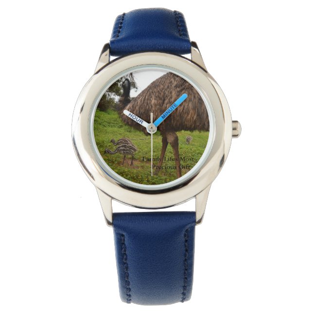 Daddy und Baby Emus laufen, Armbanduhr (Vorderseite)