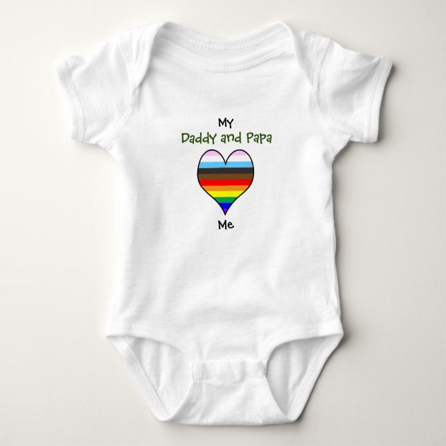 Daddy und Papa Rainbow Heart Baby Bodysuit Baby Strampler (Vorderseite)