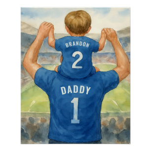 Daddy und Son Matching Jerseys Football Vater Poster