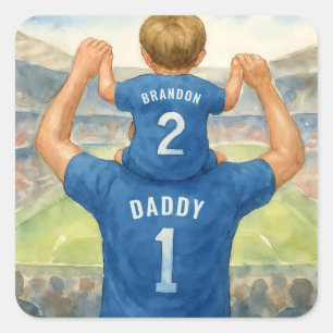 Daddy und Son Matching Jerseys Football Vater Quadratischer Aufkleber