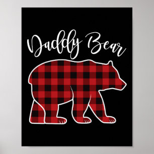 Daddy Vater Bear Pajama Red Buffalo Xmas Family Ch Poster