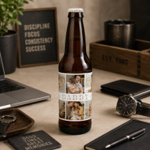 "Daddy" Vatertag Collage Kids Fotos Beer Label