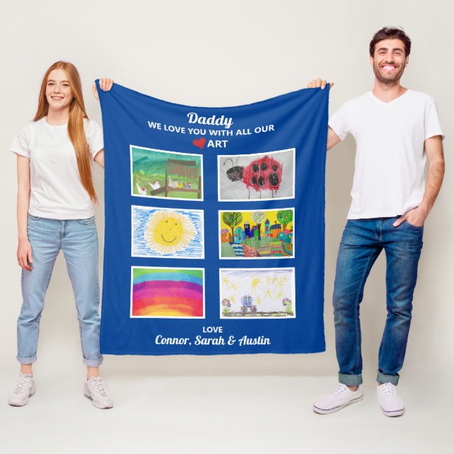 Daddy We Liebe Sie laden Kids Art Work Zeichnungen Fleecedecke (Beispiel)