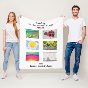 Daddy We Liebe Sie laden Kids Art Work Zeichnungen Fleecedecke