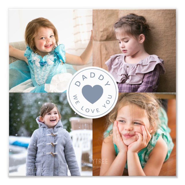 Daddy We Liebe You Heart 4 Foto Collage (Vorne)