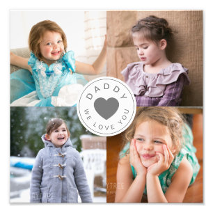 Daddy We Liebe You Heart 4 Foto Collage Print